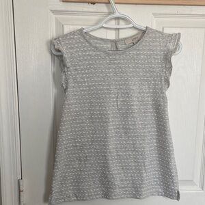 LOFT Light Gray Textured Cap Sleeve Top